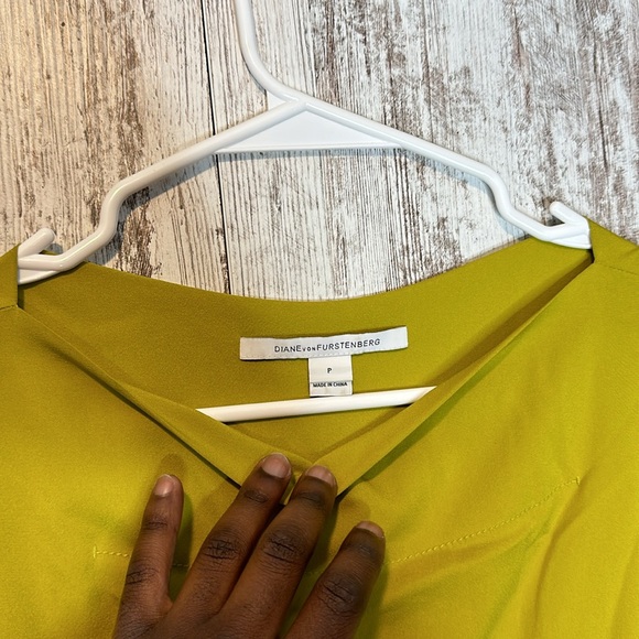 DVF 100% Silk Blouse | Mustard & Purple | P - Picture 5 of 7
